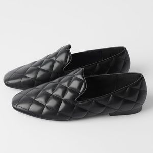 Zara Diamond Quilted Padded Soft Loafers